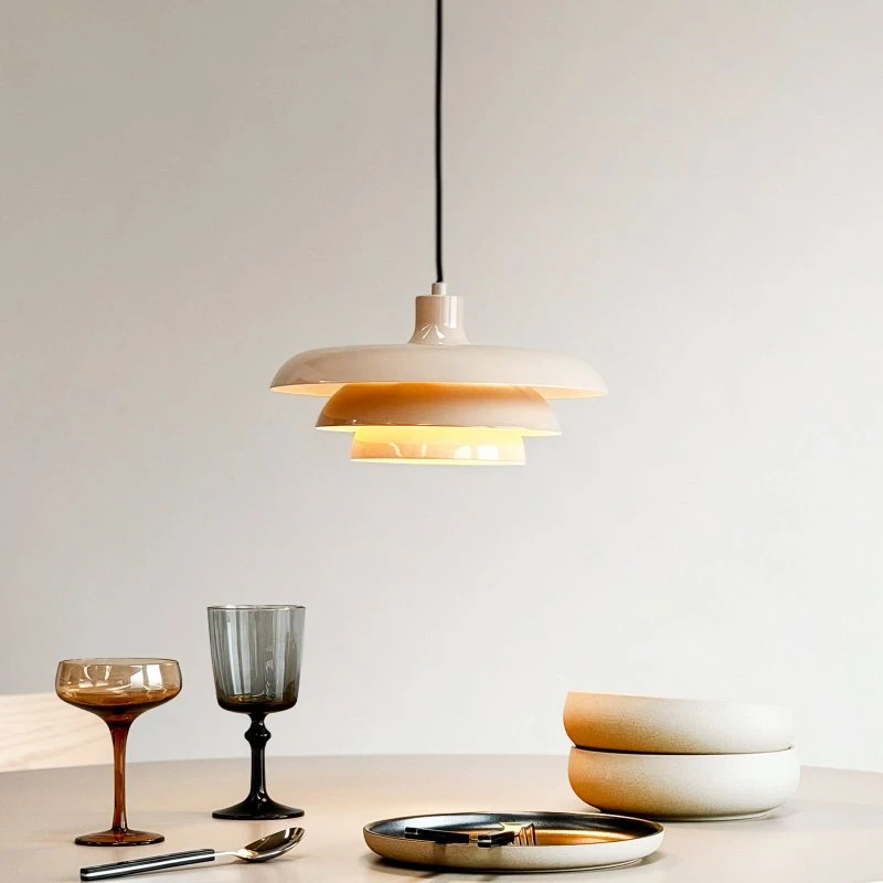 Ava hængelampe, beige metal, Ø 31 cm