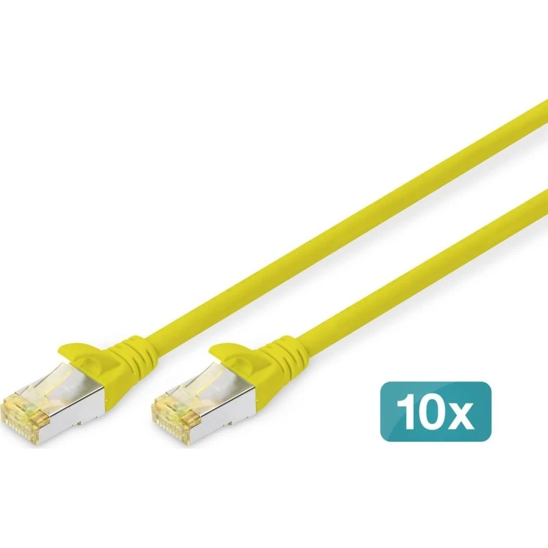 DIGITUS CAT 6A S/FTP Netværkskabel, 2m, Gul (10 stk.)