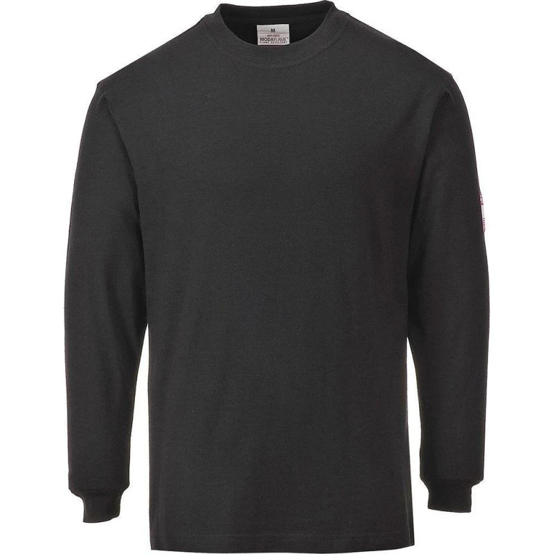 Portwest FR11 FR Anti‑statisk Langærmet T‑shirt, Sort