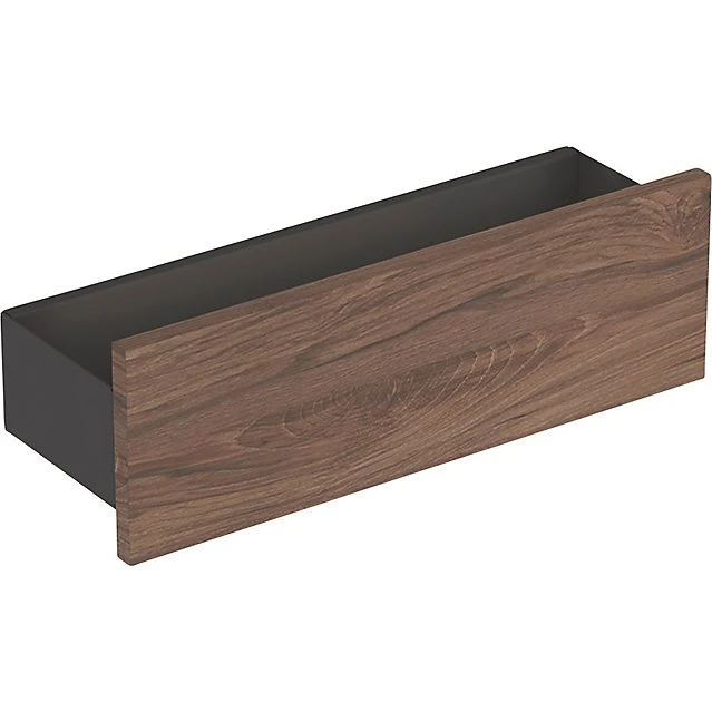 Geberit Smyle hylde med 3 kroge i nøddetræ hickory 450x148x150mm