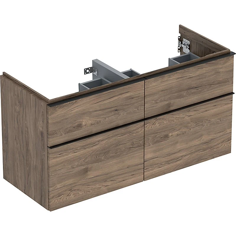 Geberit Icon vaskeskab 1184x476x615mm 4 skuffer i nøddetræ hickory
