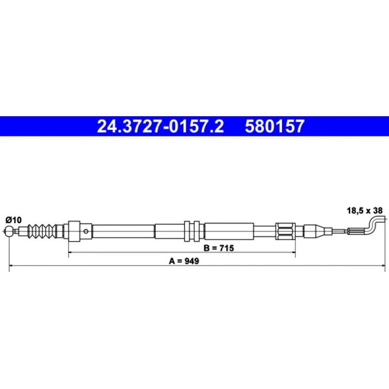 ATE Parkeringsbremsekabel til VW Transporter T4 - 24.3727-0157.2