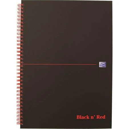 Oxford Black n' Red A4 linieret notesbog med spiralryg