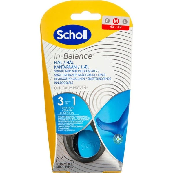 Scholl In-Balance Hælindlæg m. dobbelt gel & hælløft str. M