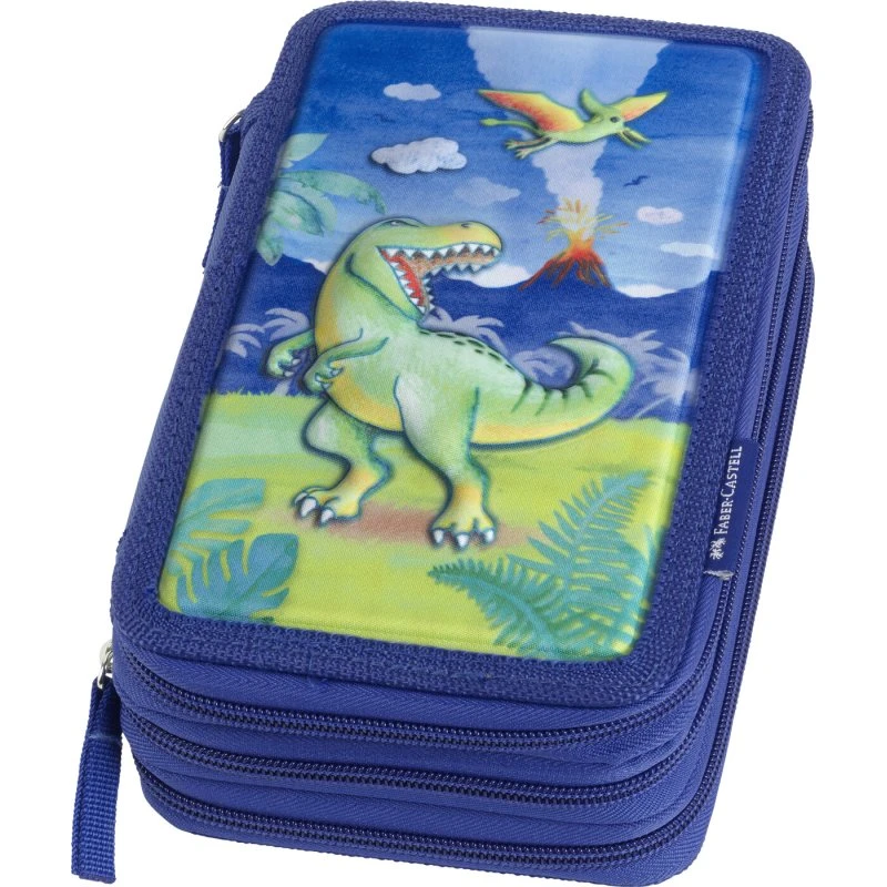 Faber-Castell Dinosaur Penalhus med 3 rum - Blå