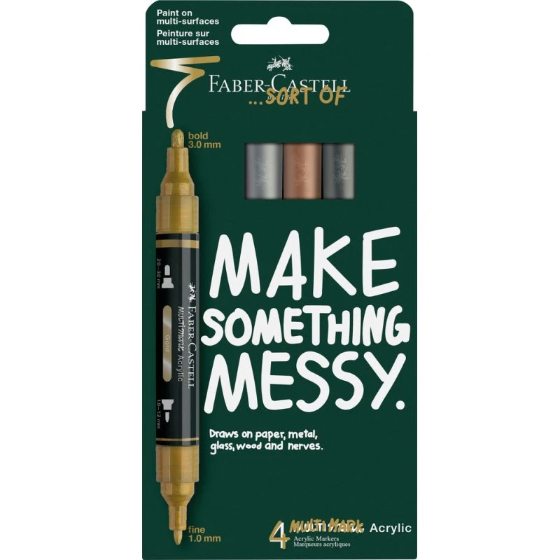 Faber-Castell Multimarker Akryl SP 4 Metallic m. 2 spidser