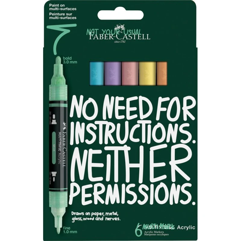 Faber-Castell Multimarker Akryl SP 6 Pastel m. 2 spidser