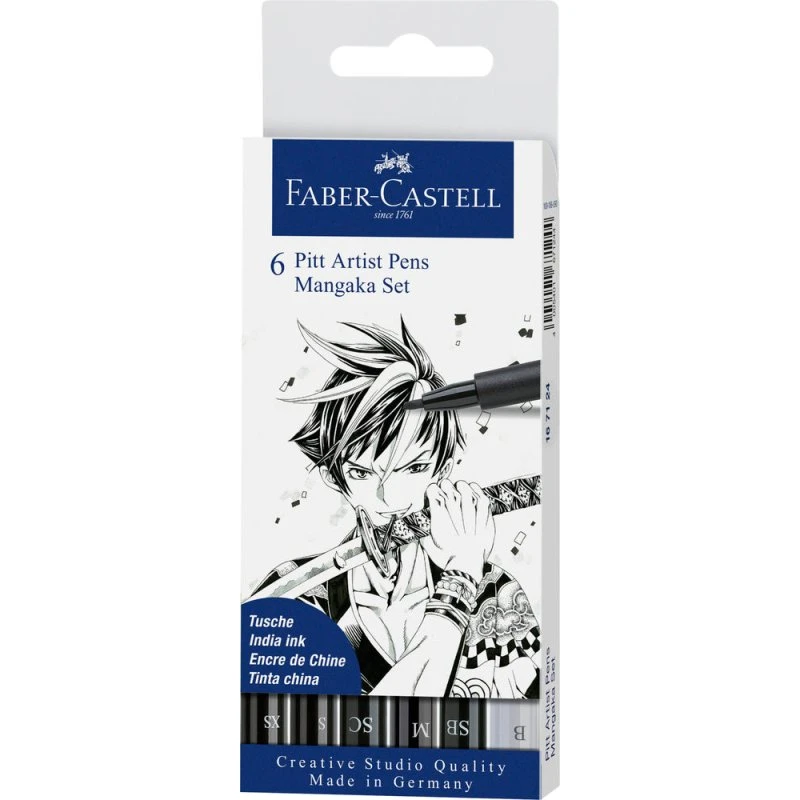 Faber-Castell Pitt Artist Mangaka tusser, 6 stk.