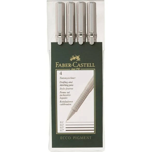Faber-Castell 166004 Fineliner, 4 stk, Grå