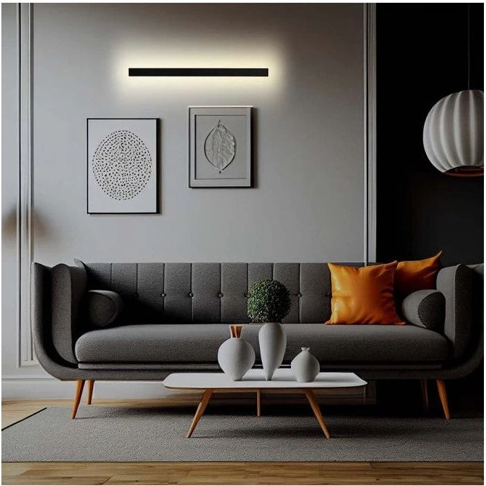23W Lineært LED Væglys, Sort Antracit, 141cm, 3000K, IP65