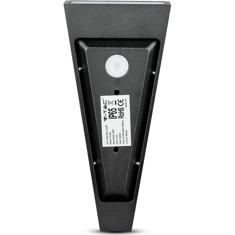 V-Tac 6W LED Udendørs Væglampe - Sort IP65