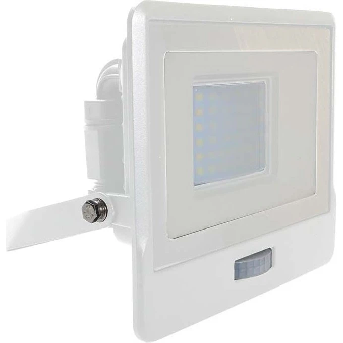 V-Tac 30W LED projektør med sensor, hvid - 2340lm - IP65