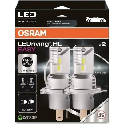 OSRAM LEDriving HL EASY H4/H19 19W 12V, kold hvid (sæt 2)