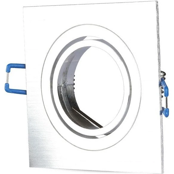 Kvadratisk GU10 lampe i børstet aluminium - 91x91 mm