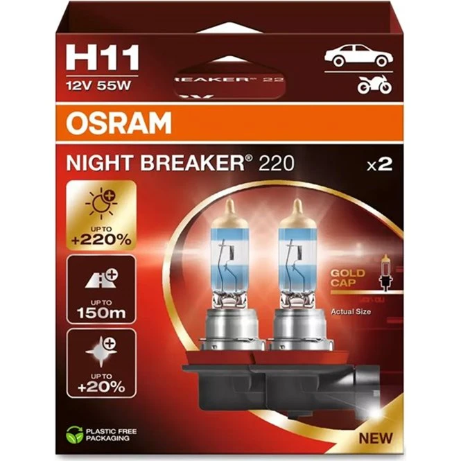 Osram Night Breaker 220 H11 12V 55W - 2 stk.