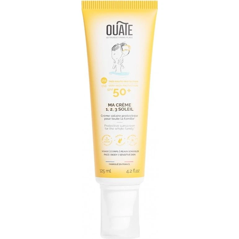 OUATE Min 1,2,3 Solcreme SPF 50+ til ansigt og krop, 125 ml