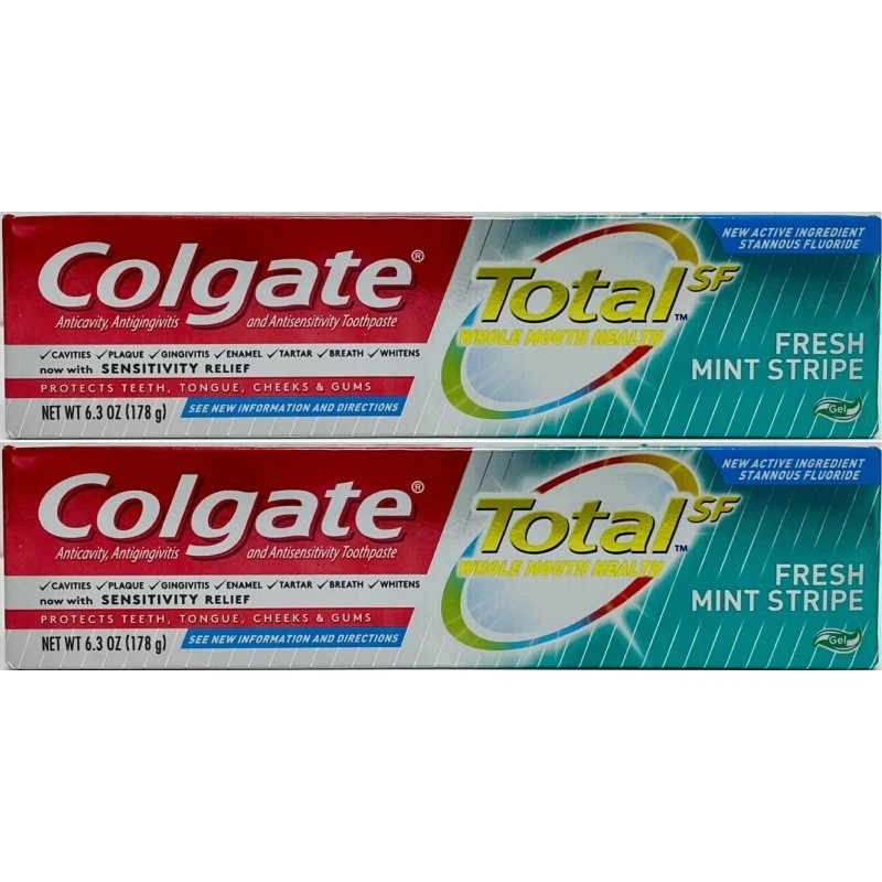 Colgate Total Fresh Mint Stripe tandpasta 6 oz, 2 stk