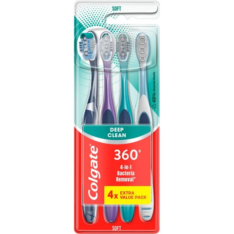 Colgate 360 Deep Clean tandbørste soft, 4 stk