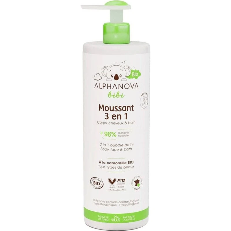 Alphanova Babyskum 3-i-1 kropshår og bio showergel 400ml