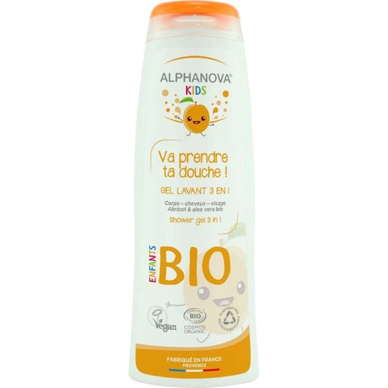 Alphanova Kids 3 i 1 Vaskegel Abrikos 250 ml