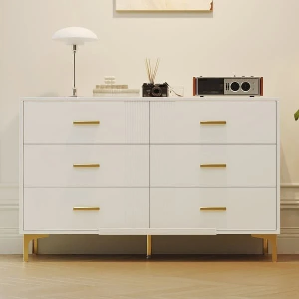 Hvid Kommode med 6 Skuffer – 120x40x76 cm