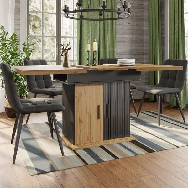 Teleskopisk spisebord i retrodesign (110-140x80 cm)