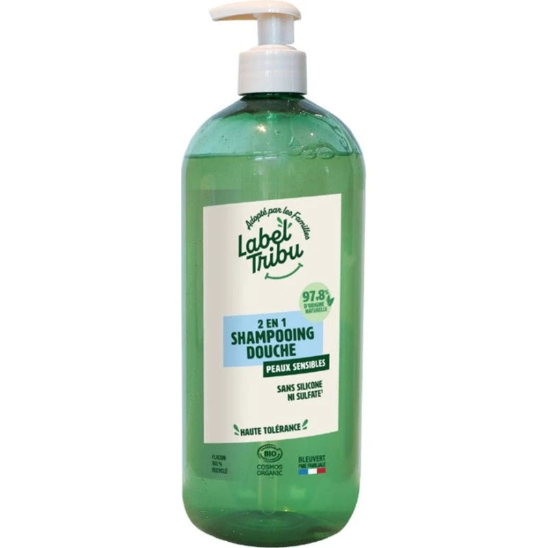Tribu 2-i-1 bruseshampoo til sensitiv hud, parfumefri, 1 liter