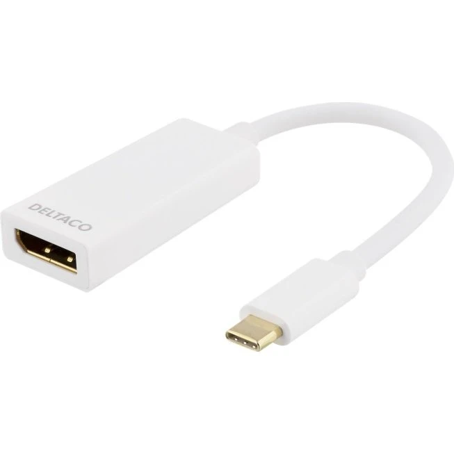 DELTACO USB-C til DisplayPort adapter, 4K UHD, hvid