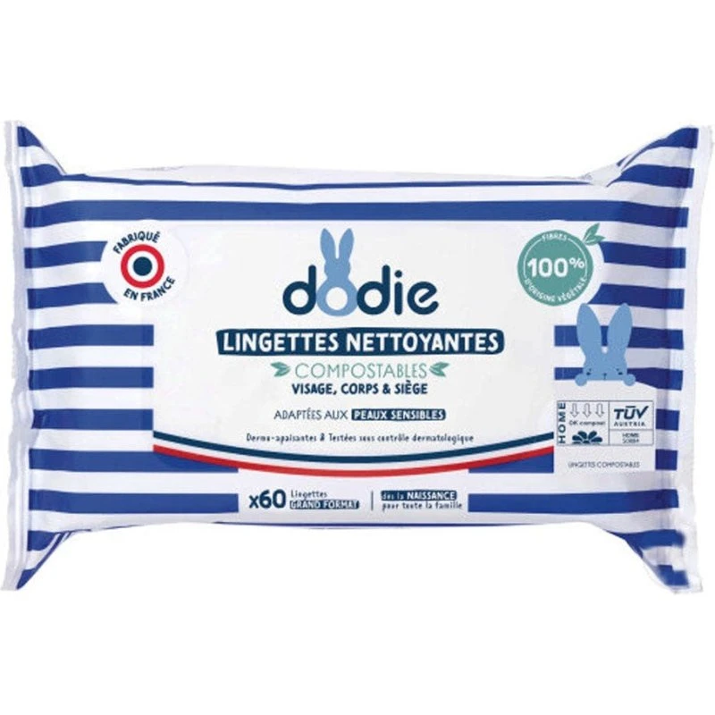 Dodie Dermo-Leni-Lenes Renseservietter til krop og numse, 60 stk.