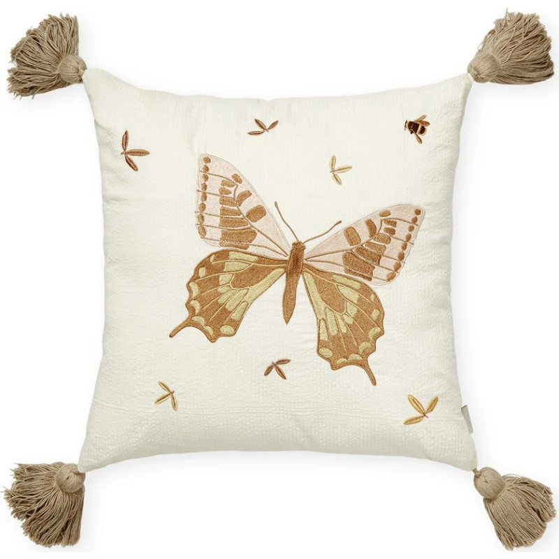 Cam Cam Copenhagen Butterfly broderet pude i økologisk bomuld