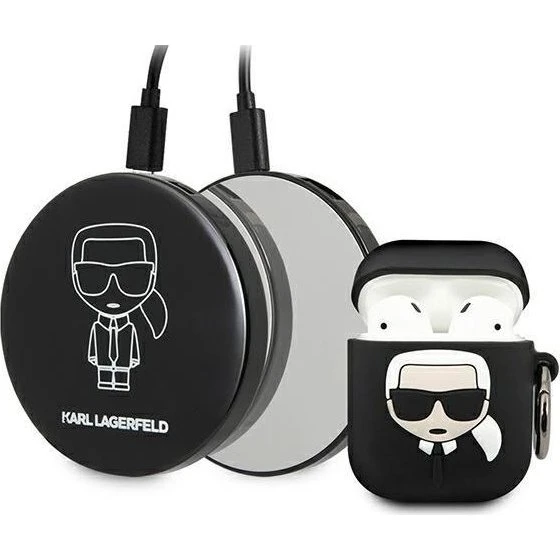 Karl Lagerfeld Iconic Case til AirPods med 2000 mAh Powerbank - Black