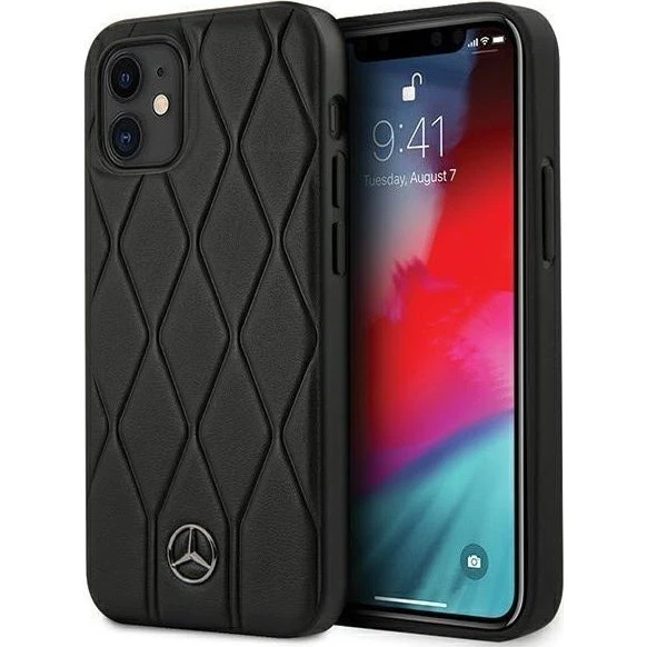 Mercedes Wave Line iPhone 12 mini Case - Sort Læder