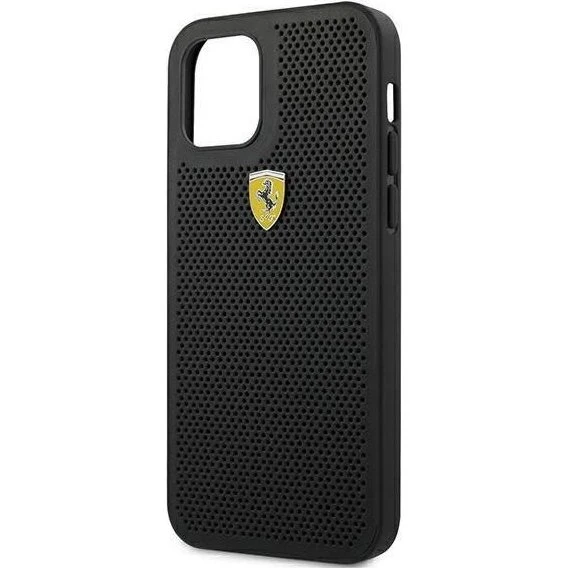 Ferrari On Track Perforated Cover til iPhone 12 Pro Max - Sort