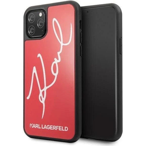 Karl Lagerfeld Signature Glitter Case til iPhone 11 Pro - Rød