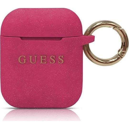 Guess GUACCSILGLFU AirPods Cover Fuchsia Silicone Glitter