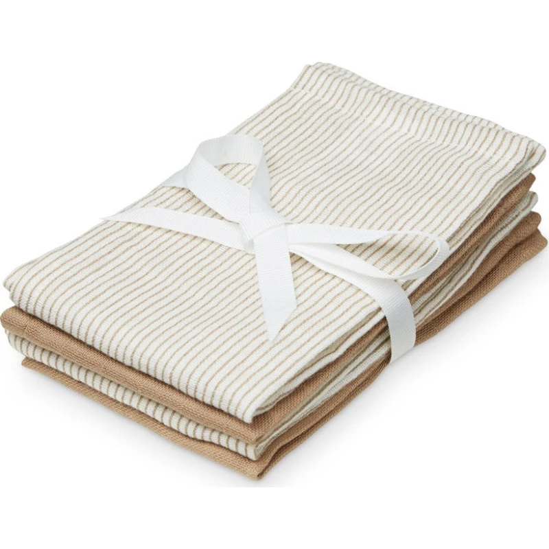 CamCam Copenhagen Vaskeklude 4-pak Classic Stripes Camel 30x30 cm