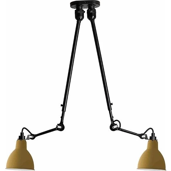 Gras N302 Double Loftlampe - Sort & Mat Gul