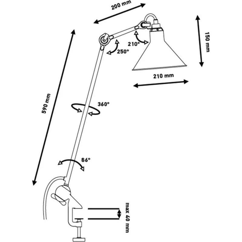 Lampe Gras 201 bordlampe – Sort/Gul