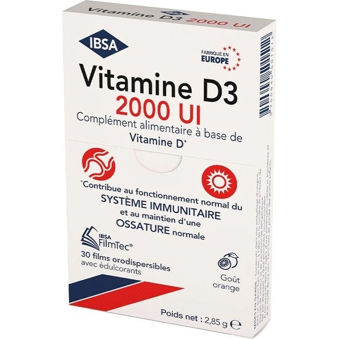 IBSA Vitamin D3 2000UI - 30 smeltende film med appelsinsmag