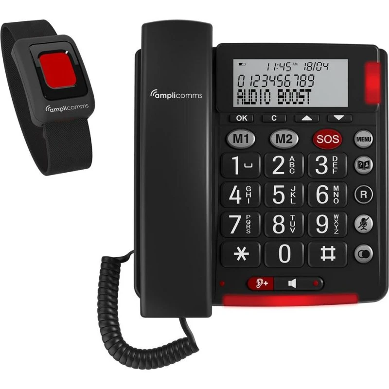 Amplicomms BigTel 50 Alarm Plus Analog Telefon - Mørkegrå