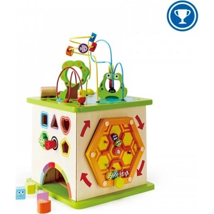 Hape Country Critters Aktivitetskasse – fra 12 mdr, 35×35×50 cm