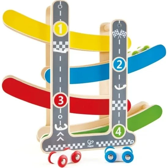 Hape Fast Flip Racetrack - Træ bilbane 53 cm, 3 biler