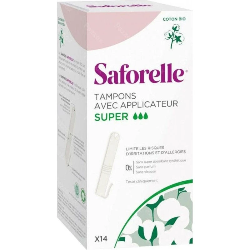 Saforelle Super vatpinde med økologisk bomuld (14 stk.)