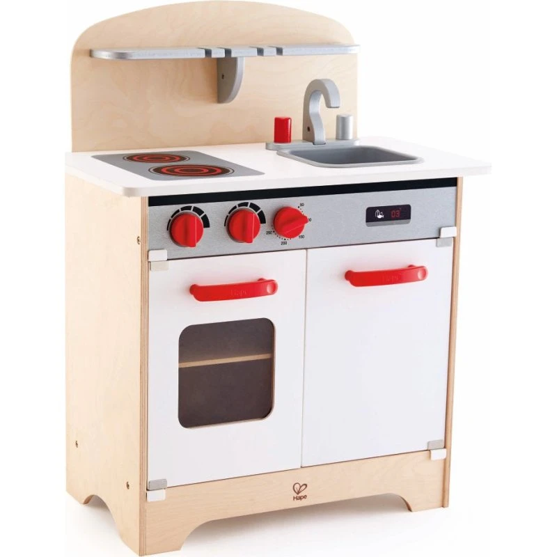Hape Legekøkken i træ – neutralt design, børnehøjde