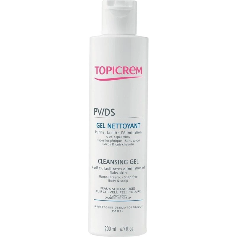 Topicrem PV/DS Rensegel til skællet hud og hovedbund, 200ml