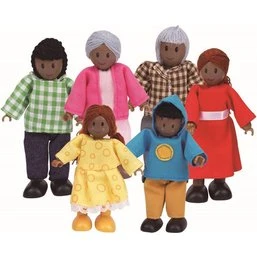 Hape Dukker 11 cm - 6 familiemedlemmer (afroamerikansk)