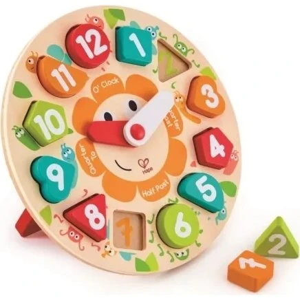 Hape Lær klokken træpuslespil med 12 klodser