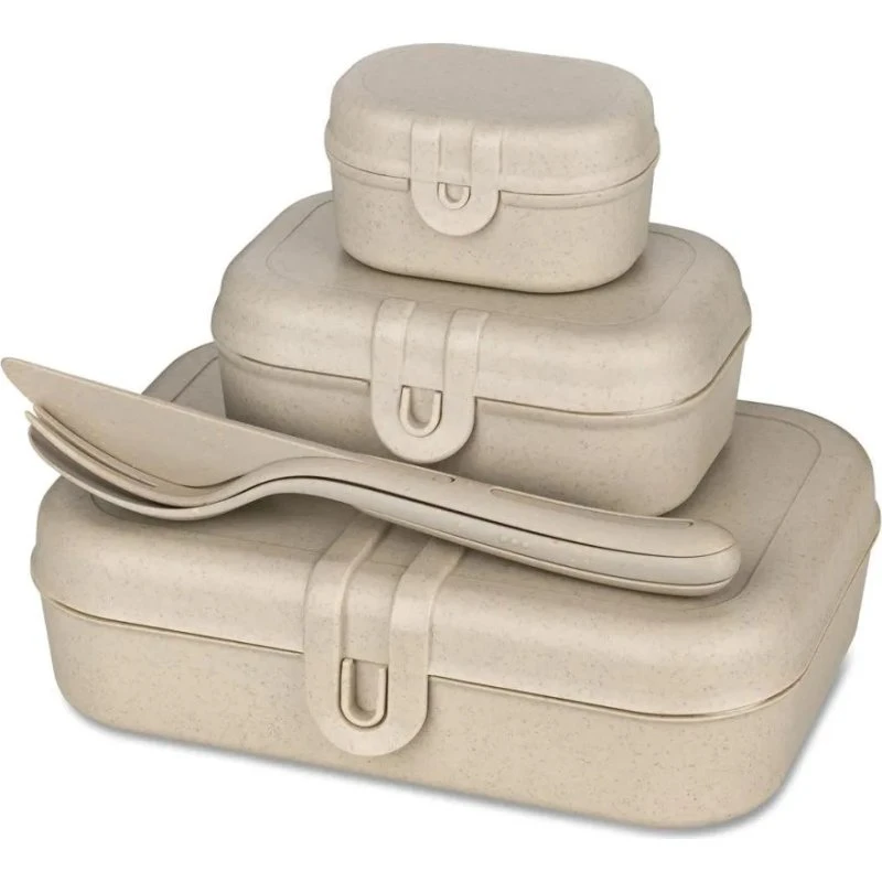Koziol Pascal Ready Set Madkasse og bestik, Beige