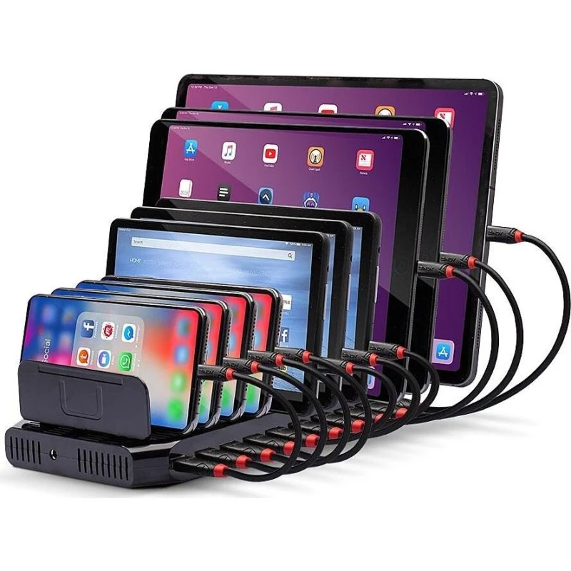 LINDY USB-ladestation 96W 10-port sort