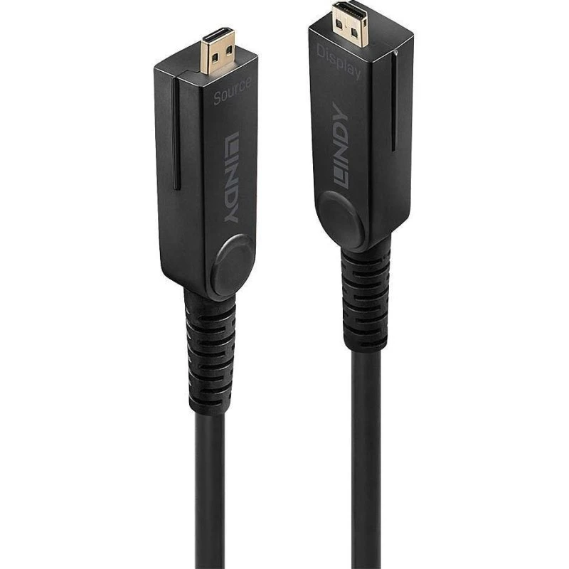 Lindy Micro-HDMI Fiber Hybrid Kabel 50m med HDMI & DVI Adapter